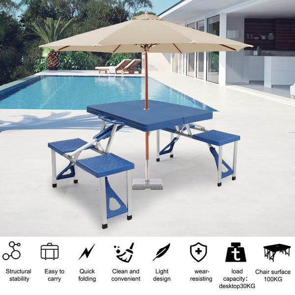 Portable Folding Camping Table Camping Suitcase Table With Seats Chairs