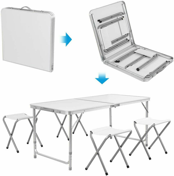 Aluminum Camping Table Foldable  with 4 Stool Folding Table